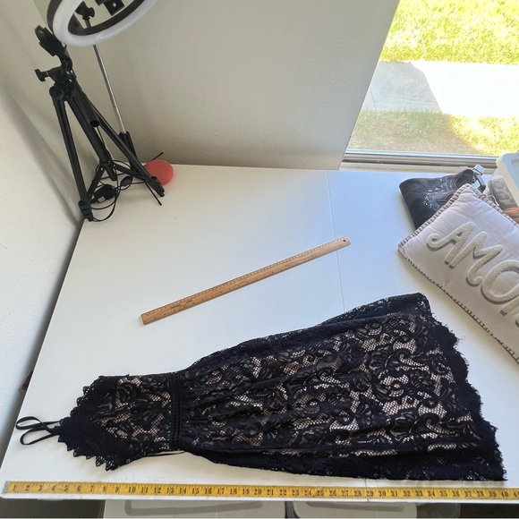 Altar'd State Black Lace Midi Dress with Nude Lace Overlay A-Line Size XS - Picture 7 of 14